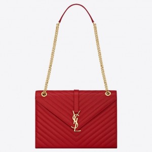 Saint Laurent Envelope Large Bag In Red Quilted Leather