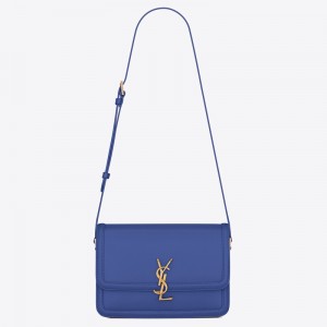 Saint Laurent Solferino Medium Bag In Blue Box Calfskin