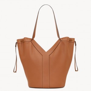 Saint Laurent Y Large Hobo Bag in Brown Calfskin