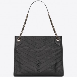 Saint Laurent Medium Niki Shopping Bag In Storm Leather 