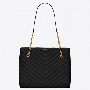Saint Laurent Small Tribeca Shopping Bag In Black Leather