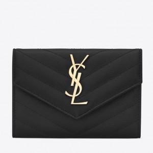 Saint Laurent Small Envelope Wallet In Black Leather