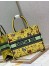 Dior Small Book Tote Bag In Yellow Multicolor Pixel Zodiac Embroidery