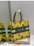 Dior Small Book Tote Bag In Yellow Multicolor Pixel Zodiac Embroidery