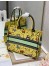 Dior Small Book Tote Bag In Yellow Multicolor Pixel Zodiac Embroidery