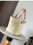 Loewe Medium Anagram Basket Bag in Iraca Palm and Brown Calfskin 