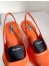 Prada Gabardine Slingback Pumps In Orange Nylon 