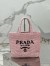 Prada Small Crochet Tote Bag in Pink Raffia-effect Yarn