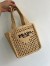 Prada Small Crochet Tote in Beige Raffia-effect Yarn