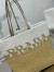 Prada Crochet Small Tote Bag in Beige/White Raffia-effect Yarn