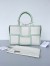 Bottega Veneta White Arco Small Tote with Green Overlock Stitching