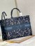 Dior Large Book Tote In Blue Dior Roses Embroidery