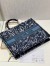 Dior Large Book Tote In Blue Dior Roses Embroidery