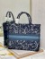 Dior Large Book Tote In Blue Dior Roses Embroidery