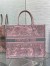 Dior Large Book Tote Bag in Pink and Gray Toile de Jouy Sauvage Embroidery