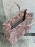 Dior Large Book Tote Bag in Pink and Gray Toile de Jouy Sauvage Embroidery