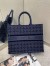 Dior Book Tote Bag In Blue Cannage Embroidered Velvet