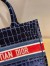 Dior Book Tote In Blue Crocodile-Effect Embroidered Velvet