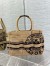 Dior Small Catherine Tote Bag In Beige Jute Canvas with Union Motif