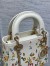 Dior Lady Dior Mini Bag in White Calfskin with Multicolor Small Flowers