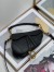 Dior Saddle Mini Bag with Strap in Black Grained Calfskin