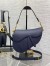 Dior Saddle Bag with Strap in Indigo Blue Grained Calfskin