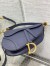 Dior Saddle Bag with Strap in Indigo Blue Grained Calfskin