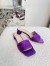 Dior Dway Heeled 35MM Slides in Purple Embroidered Satin and Cotton