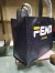 Fendi Black Glazed Fabric Shopper White Logo Bag