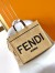 Fendi Sunshine Medium Tote Bag in Black and Natural Straw