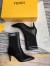 Fendi Leather And Stretch Fabric Ankle Boots