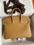 Hermes Birkin 25 Retourne Handmade Bag In Biscuit Clemence Leather