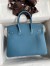 Hermes Birkin 25 Retourne Handmade Bag In Blue Jean Clemence Leather