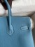 Hermes Birkin 25 Retourne Handmade Bag In Blue Jean Clemence Leather