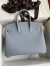 Hermes Birkin 25 Retourne Handmade Bag In Blue Lin Clemence Leather 