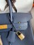 Hermes Birkin 25 Retourne Handmade Bag In Blue Saphir Clemence Leather