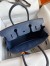 Hermes Birkin 25 Retourne Handmade Bag In Blue Saphir Clemence Leather