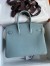 Hermes Birkin 25 Retourne Handmade Bag In Ciel Clemence Leather 