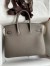 Hermes Birkin 25 Retourne Handmade Bag In Etain Clemence Leather