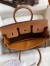 Hermes Birkin 25 Retourne Handmade Bag In Gold Clemence Leather