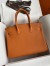 Hermes Birkin 25 Retourne Handmade Bag In Orange Clemence Leather