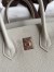 Hermes Birkin 25 Retourne Handmade Bag In Pearl Grey Clemence Leather