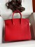 Hermes Birkin 25 Retourne Handmade Bag In Red Clemence Leather