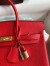 Hermes Birkin 25 Retourne Handmade Bag In Red Clemence Leather