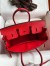 Hermes Birkin 25 Retourne Handmade Bag In Red Clemence Leather