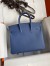 Hermes Birkin 25 Retourne Handmade Bag In Blue Agate Epsom Calfskin