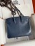 Hermes Birkin 25 Retourne Handmade Bag In Blue Saphir Lizard Leather