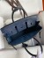 Hermes Birkin 25 Retourne Handmade Bag In Blue Saphir Lizard Leather