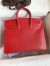 Hermes Birkin 25 Retourne Handmade Bag In Red Lizard Leather