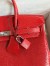 Hermes Birkin 25 Retourne Handmade Bag In Red Lizard Leather